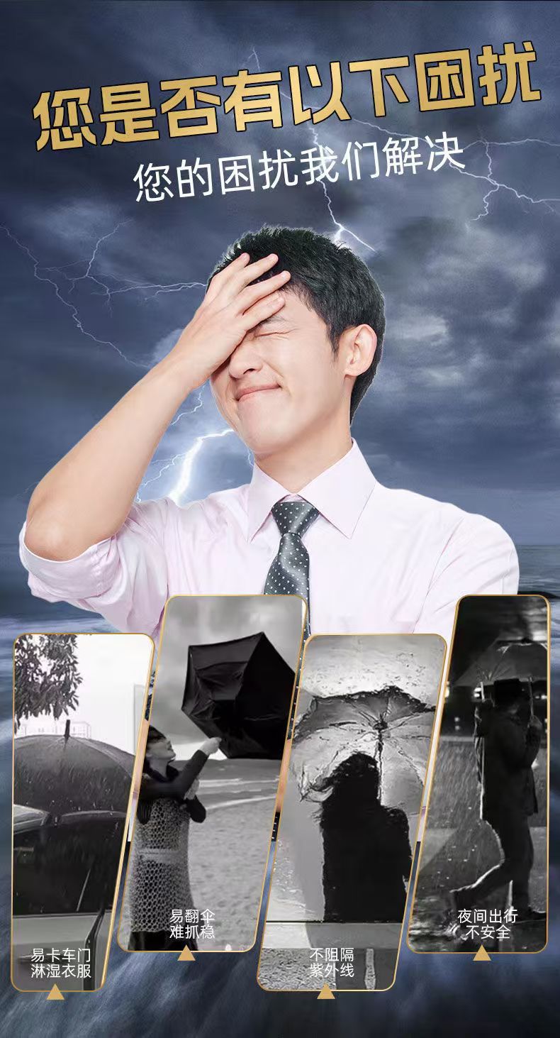 手动加大12骨雨伞折叠高级感黑胶伞晴雨两用伞防晒伞太阳伞遮阳伞详情2