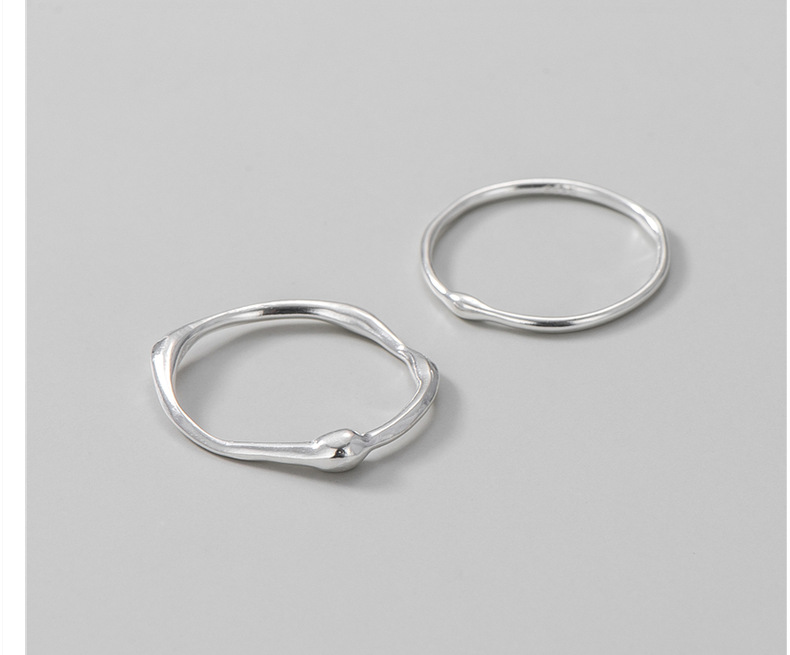 S925 pure silver handcrafted white silver irregular texture fine ring Liquid line finger joint ring overlapping band ring pic 23