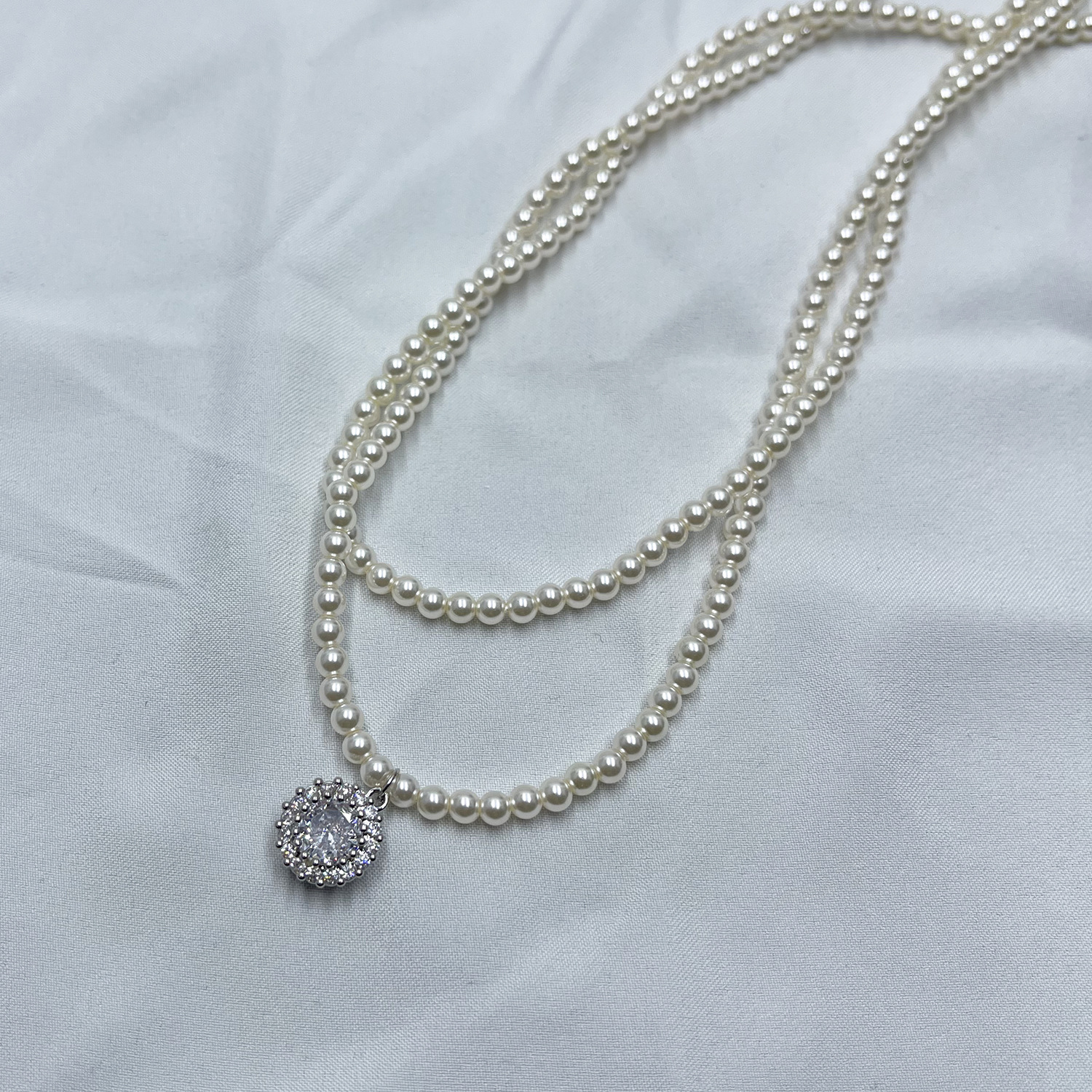 双层珍珠爱心项链甜美小众设计感锁骨链轻奢气质颈链小香风个性女详情5