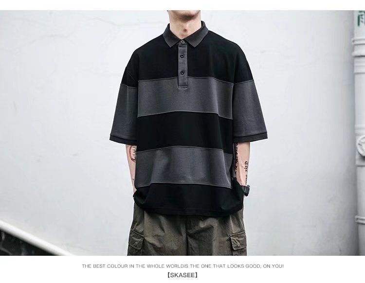 ins fashion brand loose casual short-sleeved polo shirt pic 16