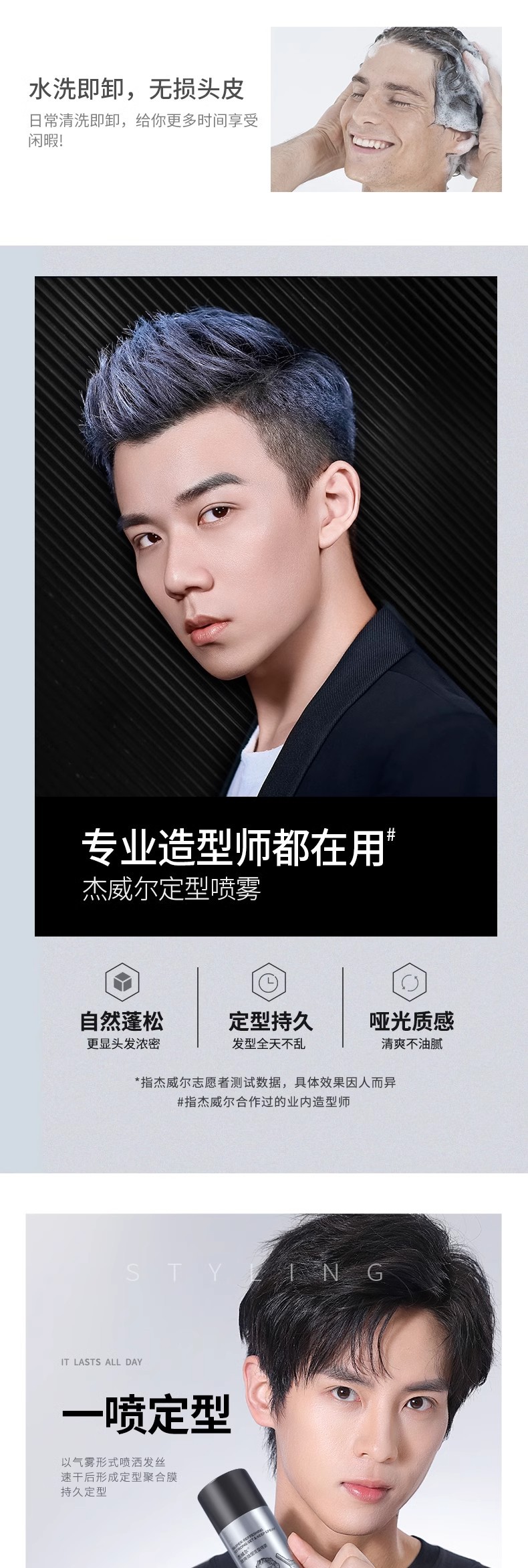 杰威尔发胶男士女发泥定型喷雾成人家用厂家整箱批发包邮专用代发详情6