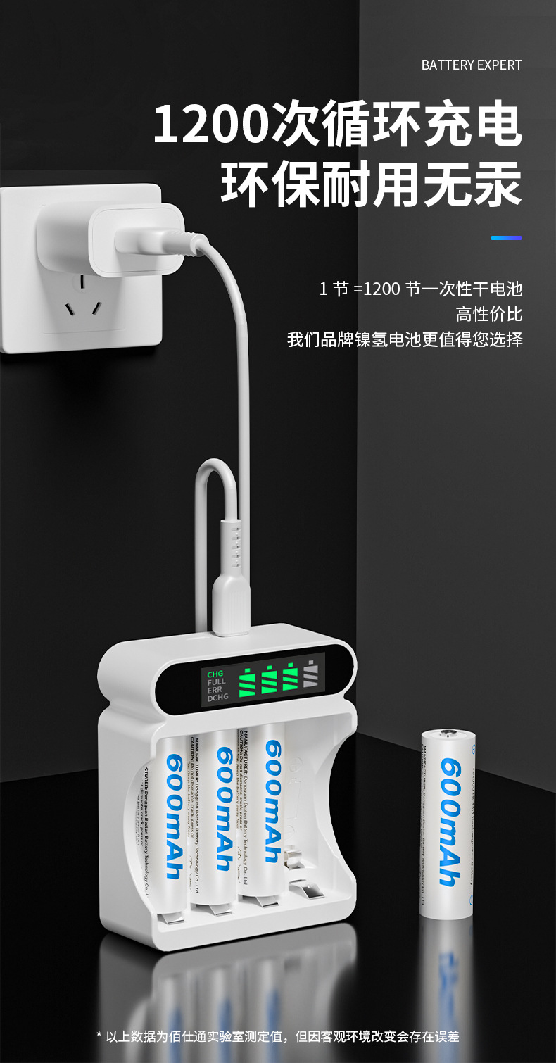 1.2V镍氢5号充电电池 玩具遥控器AA五号电池实容600mAh 专供OEM详情5