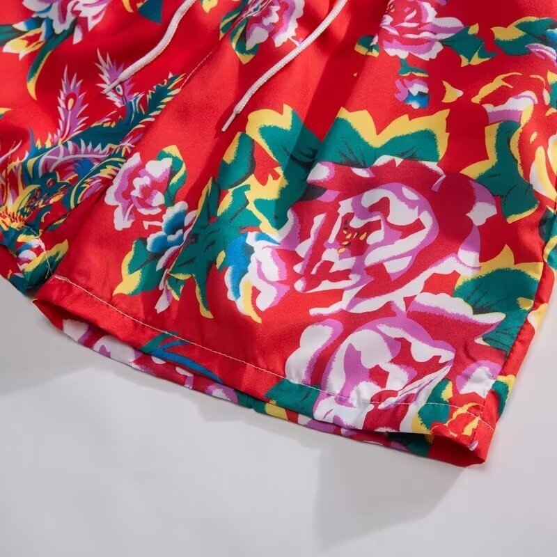 2025 Northeast Big Flower Pants for men, summer shorts, Chinese-style casual beach pants, 5-point team, trendy men and women pic 10