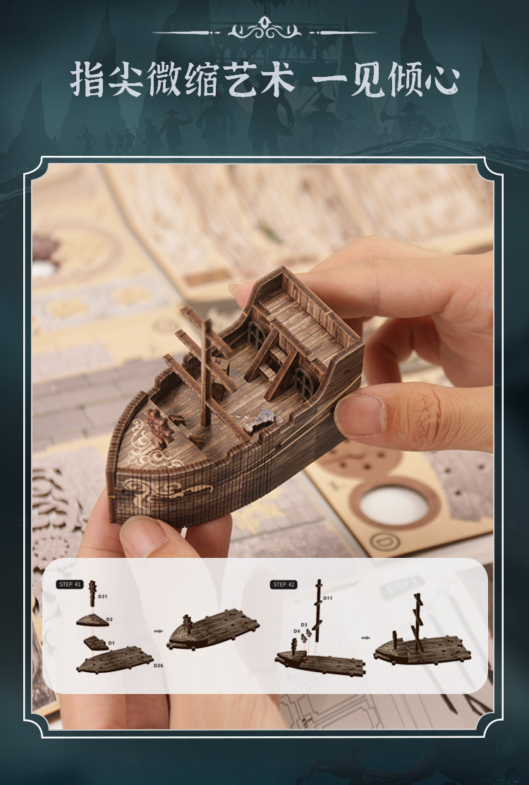 Cross-border source book stand DIY house model 3D stereoscopic wooden assembly handicraft creative gift micro-landscape design pic 2