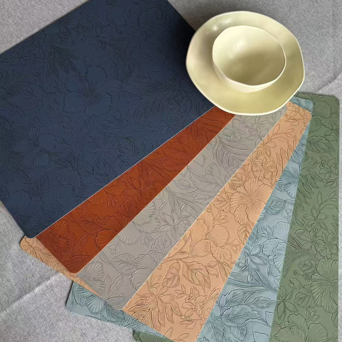 现货跨境北欧风皮革西餐垫双面方形酒店家居隔热桌垫创意防滑碗垫详情3