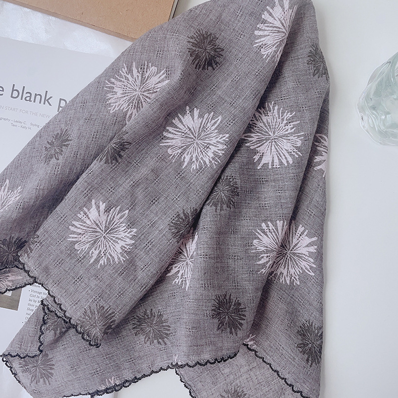 Japanese-style breathable cotton and linen small square scarf for women, 60x60cm, forest girl neck protection small scarf, sun protection travel photo headscarf pic 13