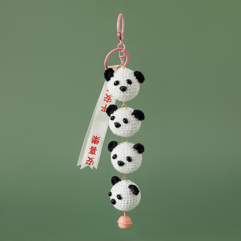 窗边手工铃铛挂件多头动物好运挂串车内装饰编织鲸鱼熊猫小鸡兔子详情5