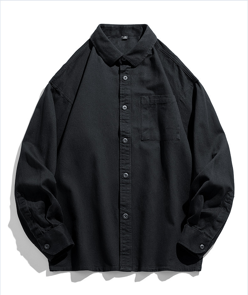 2024春季男士新款棉质衬衫休闲宽松纯色工装日系潮流ins长袖衬衣详情22