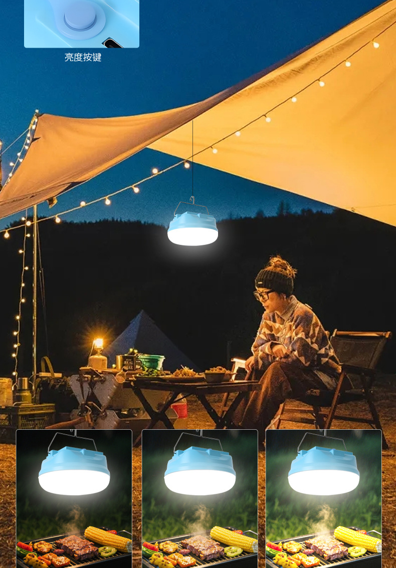 New solar charging lamp, large-area strong light illumination, usb charging hook, bread style ultra-bright charging lamp pic 8