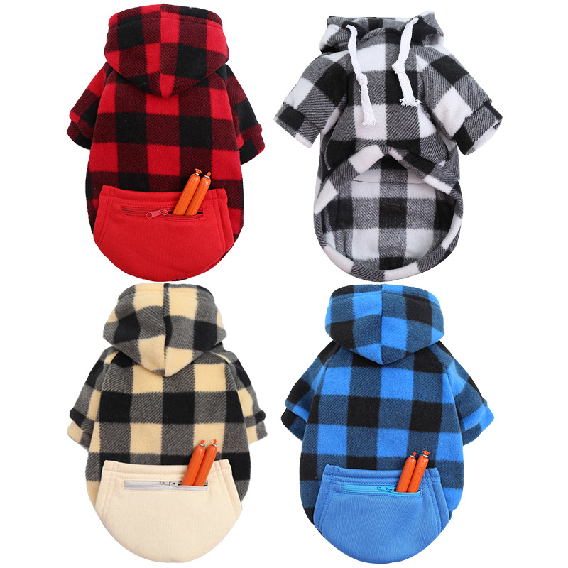 Otoño e invierno peluche de oro cremallera de bolsillo sudaderas grandes y medianas para perros perros ropa de gato fardo suministros para mascotas pic 30