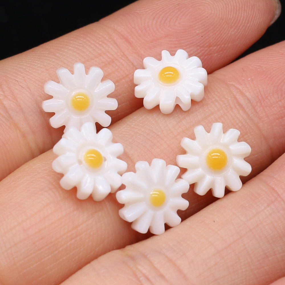 DIY jewelry accessories, natural shell hand-carved sunflowers, multi-color through-hole hairpins, earrings and pendants wholesale pic 31