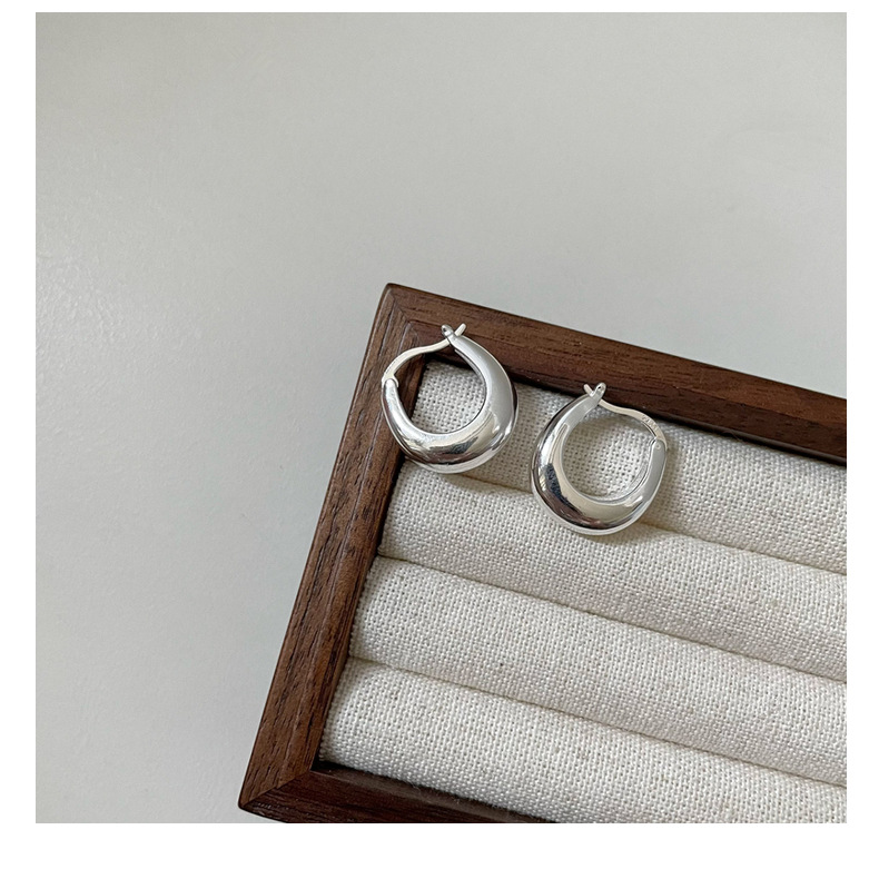 S925 sterling silver Korean version fashionable crescent ear buckles, Korean minimalist fashion basic style retro earrings and earrings wholesale pic 19