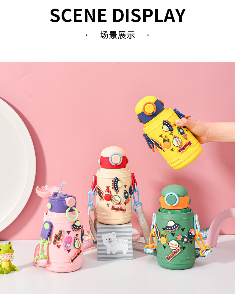 儿童保温杯316食品级不锈钢水壶幼儿园婴儿宝宝外出防摔吸管水杯保温杯详情16