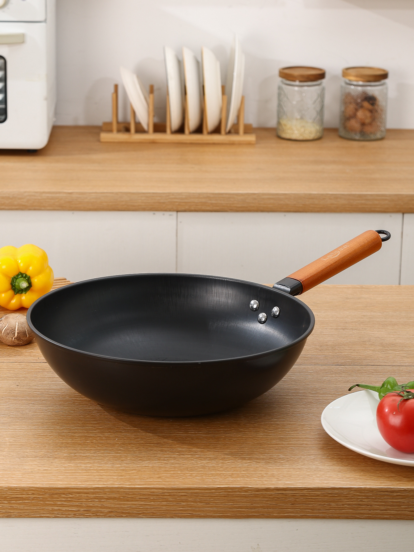 乐氏精制铸铁真不锈炒锅工厂批发不易粘锅不易生锈铁锅超市同款锅详情1