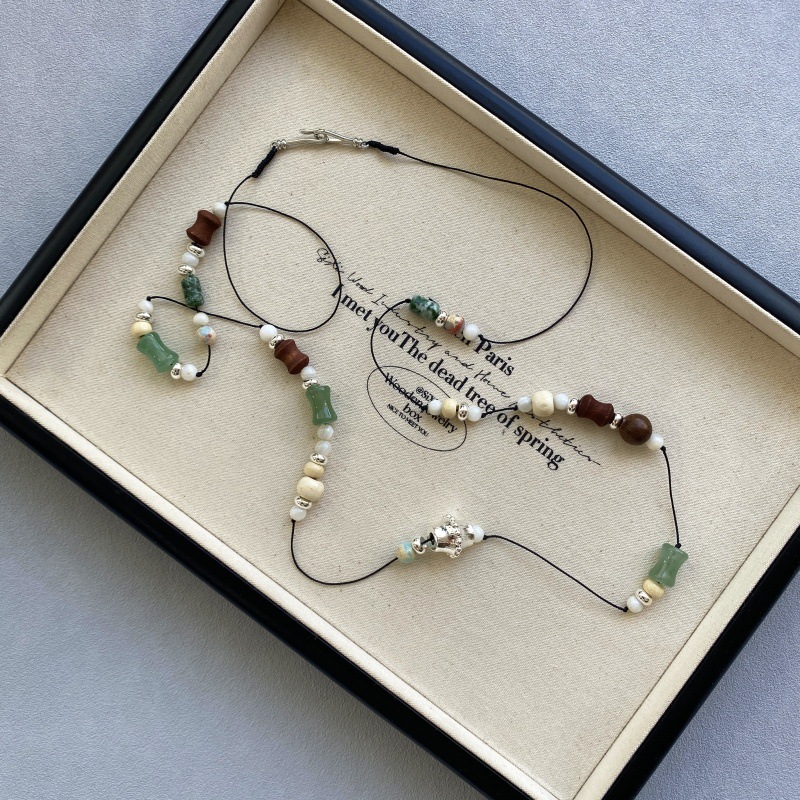 新款云松木珠串珠项链小众轻奢高级感多种戴法气质长款腰链卫衣链详情8