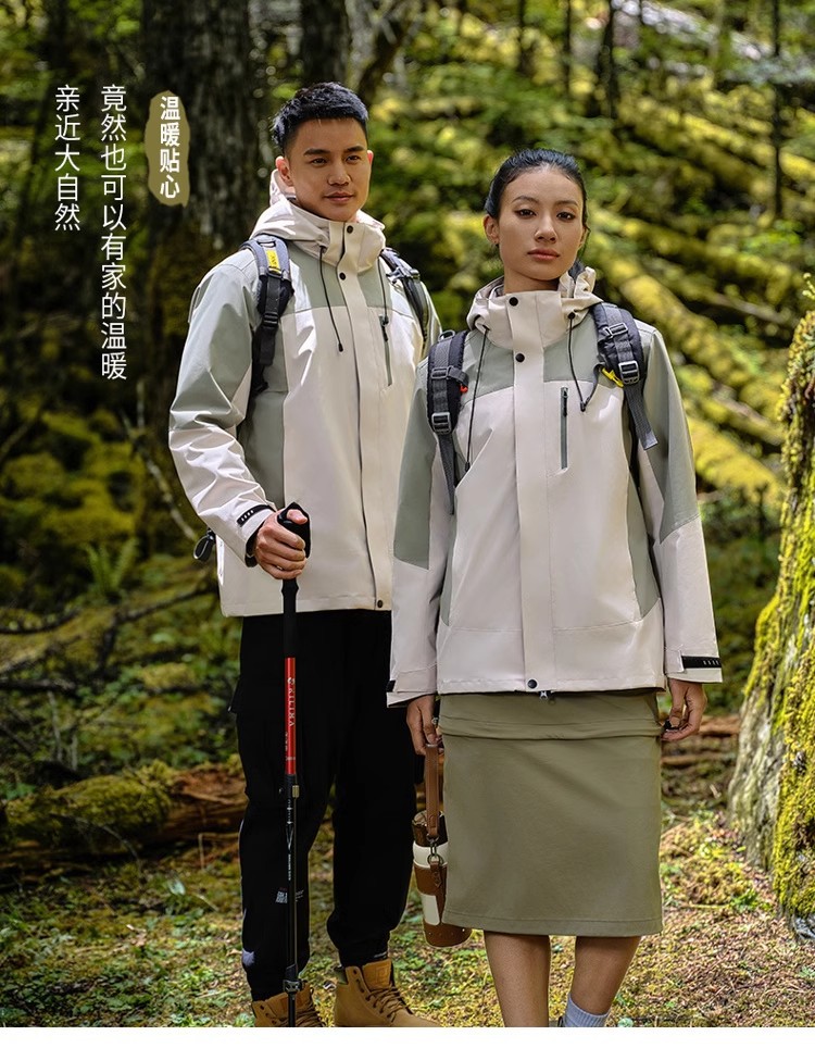 冲锋衣男三合一外套女户外加厚防风防水徒步登山服团建定制印logo详情16