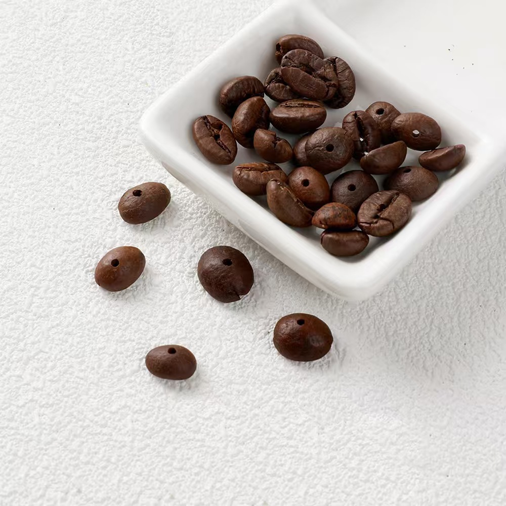 diy accessories with perforated natural coffee beans, spacer beads, loose beads, bracelets and strings, medium deep roasted round beads pic 9