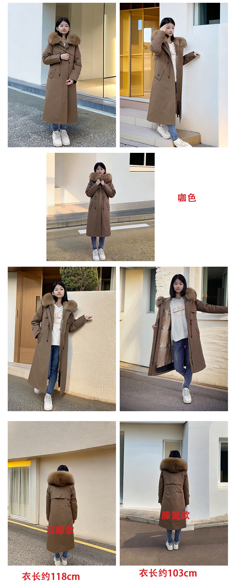 新款加厚冬季过膝 皮草 皮草派克服女 可拆卸 加长 皮毛一体外套详情18