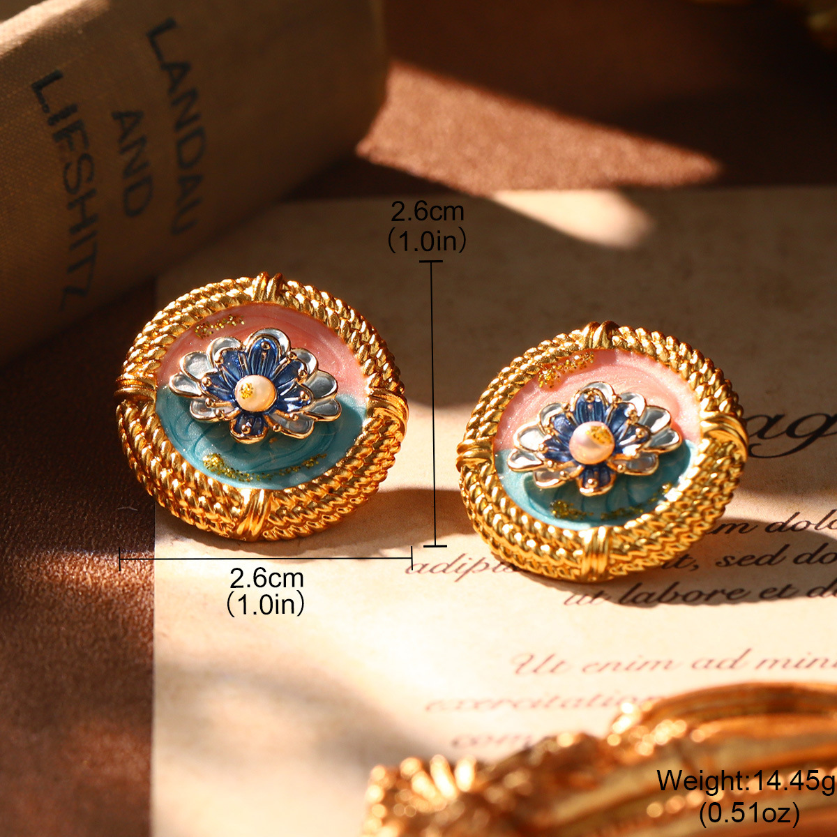 莫奈油画耳环天然珍珠珐琅耳饰法式宫廷风高级感耳夹批发小众饰品详情21