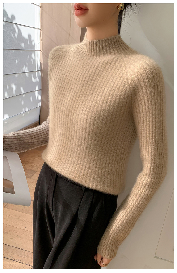 100% cashmere semi-high-neck cashmere sweater for women in autumn and winter, long-sleeved knitted base layer, thick warm sweater for women pic 12