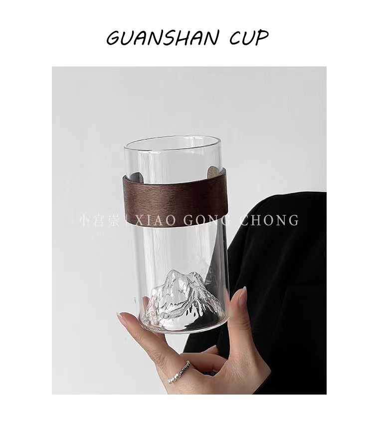 Japanese-style creative mountain-viewing glass cups, retro Chinese trend high-temperature resistant Fuji Mountain tea cups, household snow mountain cups, coffee water cups pic 7