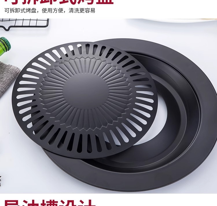 跨境韩式烧烤盘烤肉盘卡式炉烤盘家用不粘圆形煎烤盘加厚源头厂家详情4