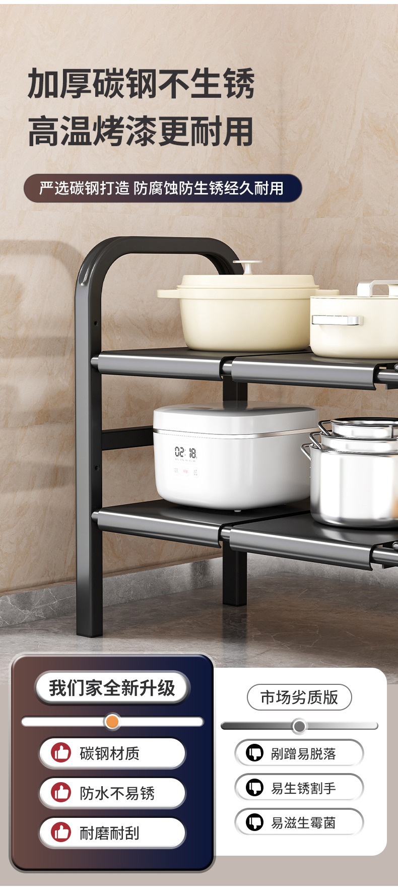 厨房下水槽置物架可伸缩橱柜分层下水道柜子收纳架落地多层厨具详情9