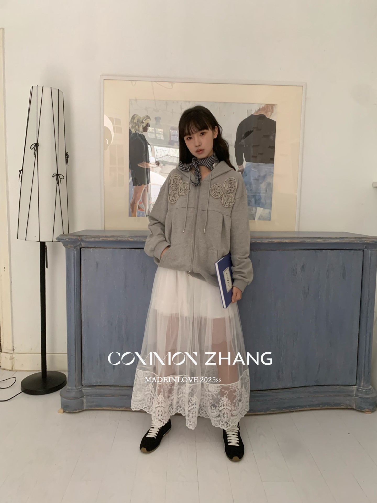 CZ ZHANG韩版网纱蕾丝拼接层次感微透高腰显瘦a字半身裙女B12103详情26