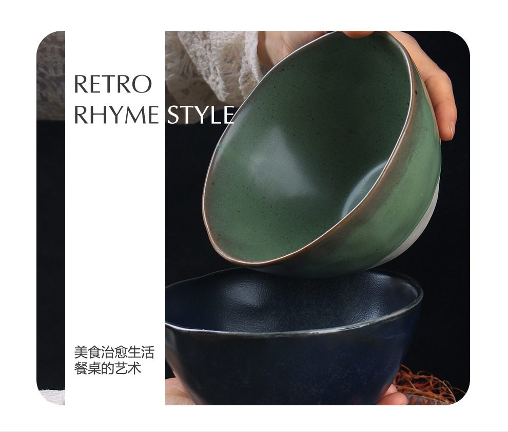 Retro ceramic plates, vegetable plates, household high-appearation-level round pasta plates, salad bowls, tableware, wedding souvenirs, gifts pic 9