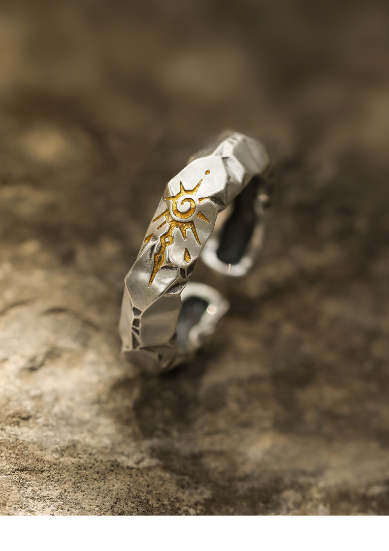 艺尚「许愿石」自律戒指潮牌银饰男生泰银高级感男款男士独特男戒详情10