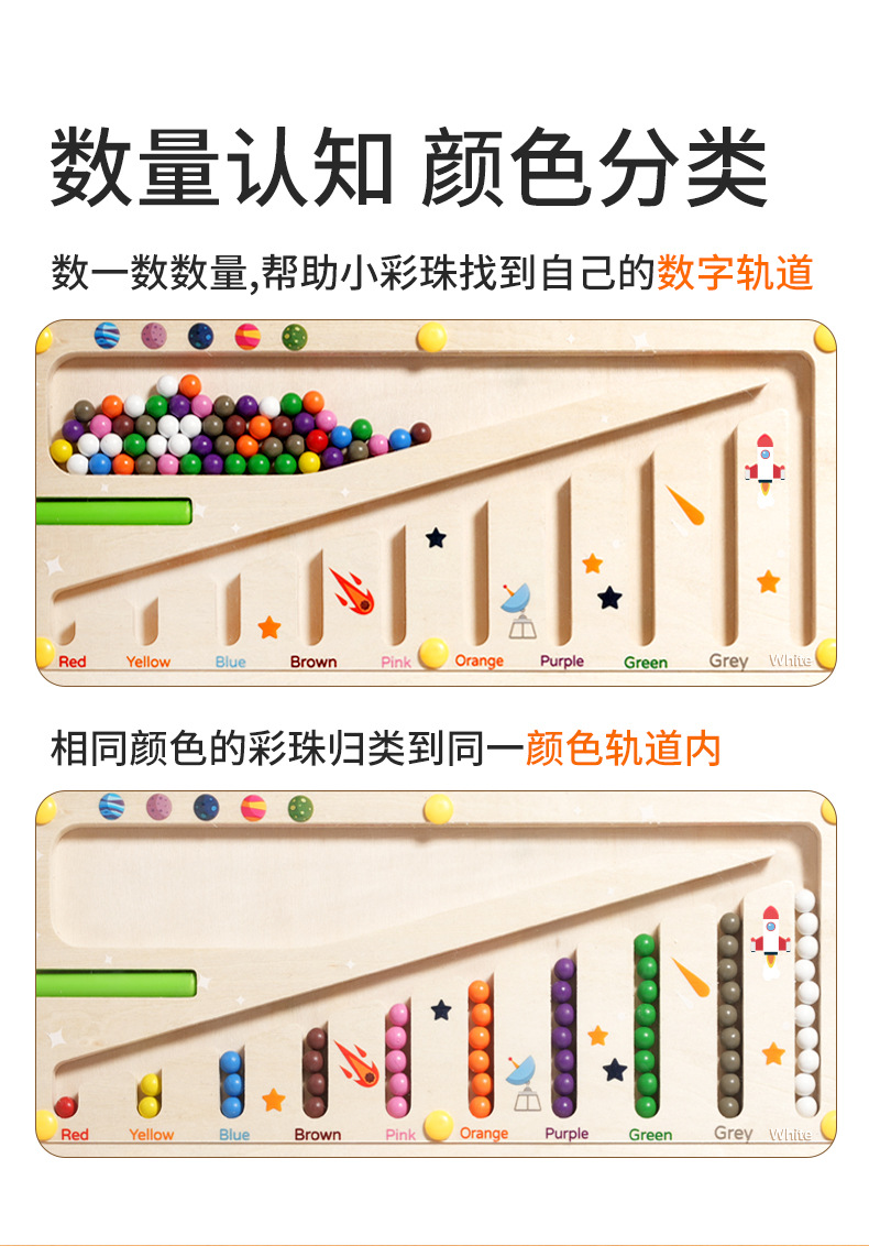 A wooden four-in-one multi-functional board for children, magnetic pen movement and positioning game, logical thinking training and educational toy pic 40