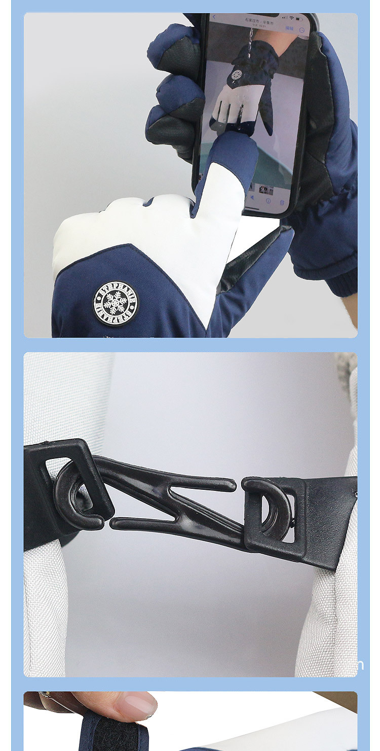 Ski gloves for men and women with fleece for warmth, outdoor tram cold-proof, windproof and waterproof, touch screen motorcycle, winter cycling and mountain climbing pic 7