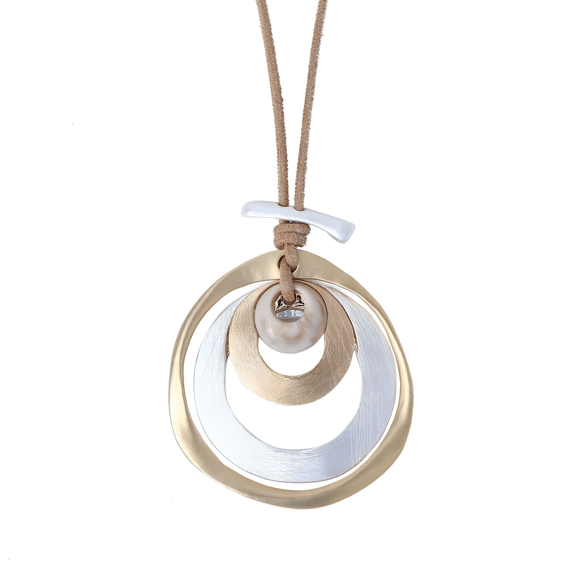 跨境饰品亚马逊爆款项链秋冬欧美撞色几何椭圆形金属吊坠女毛衣链详情4