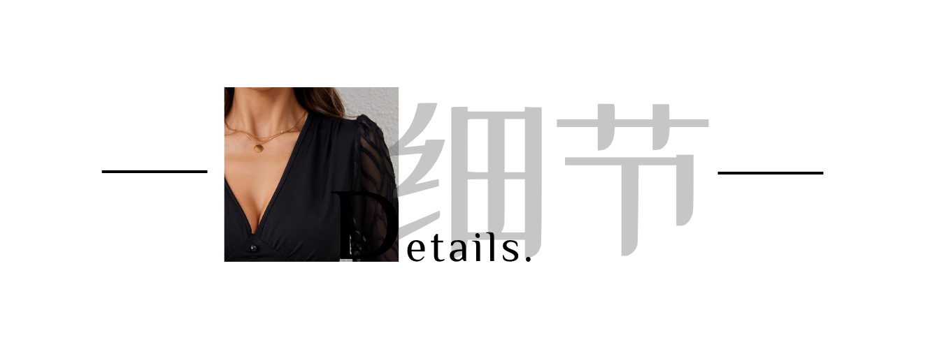 欧美跨境2026新款雪纺灯笼袖拼接褶皱收腰V领长袖T恤显瘦上衣女详情6