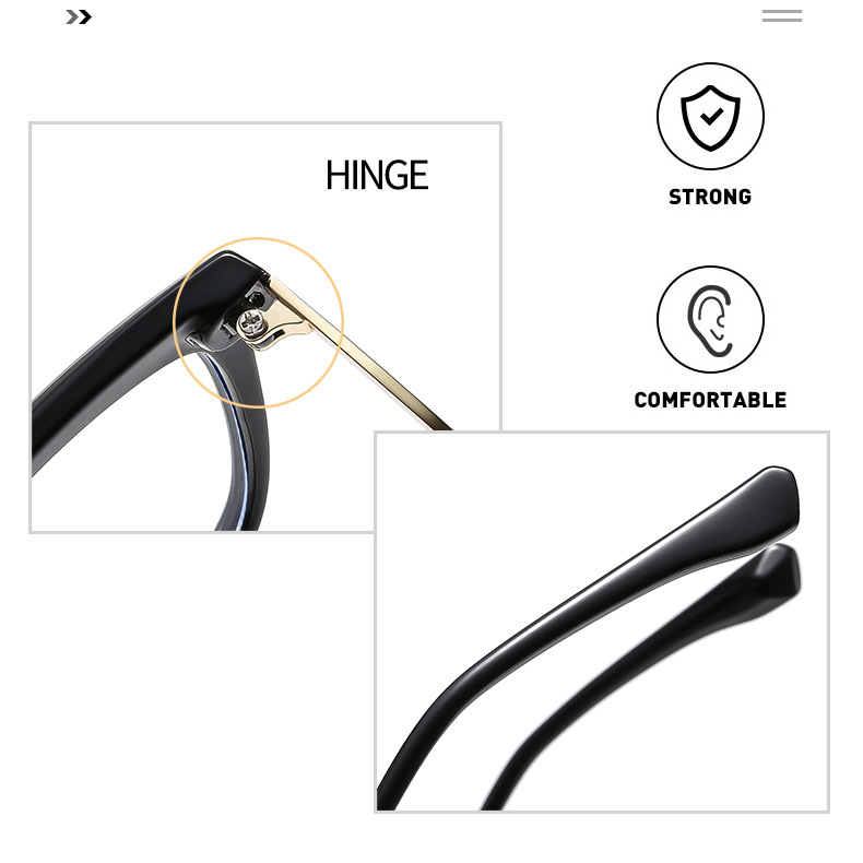 TR90 metal spectacle frame anti-blue light, European and American fashionable cat-eye flat light glasses, decorative Optical glasses pic 9