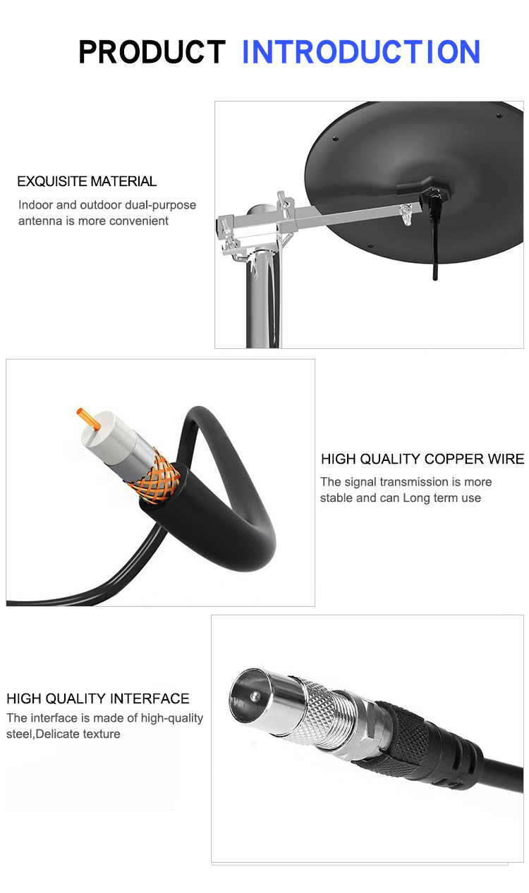 New indoor and outdoor digital TV antenna with signal amplifier, USB-powered DVB-ATSC high gain pic 5