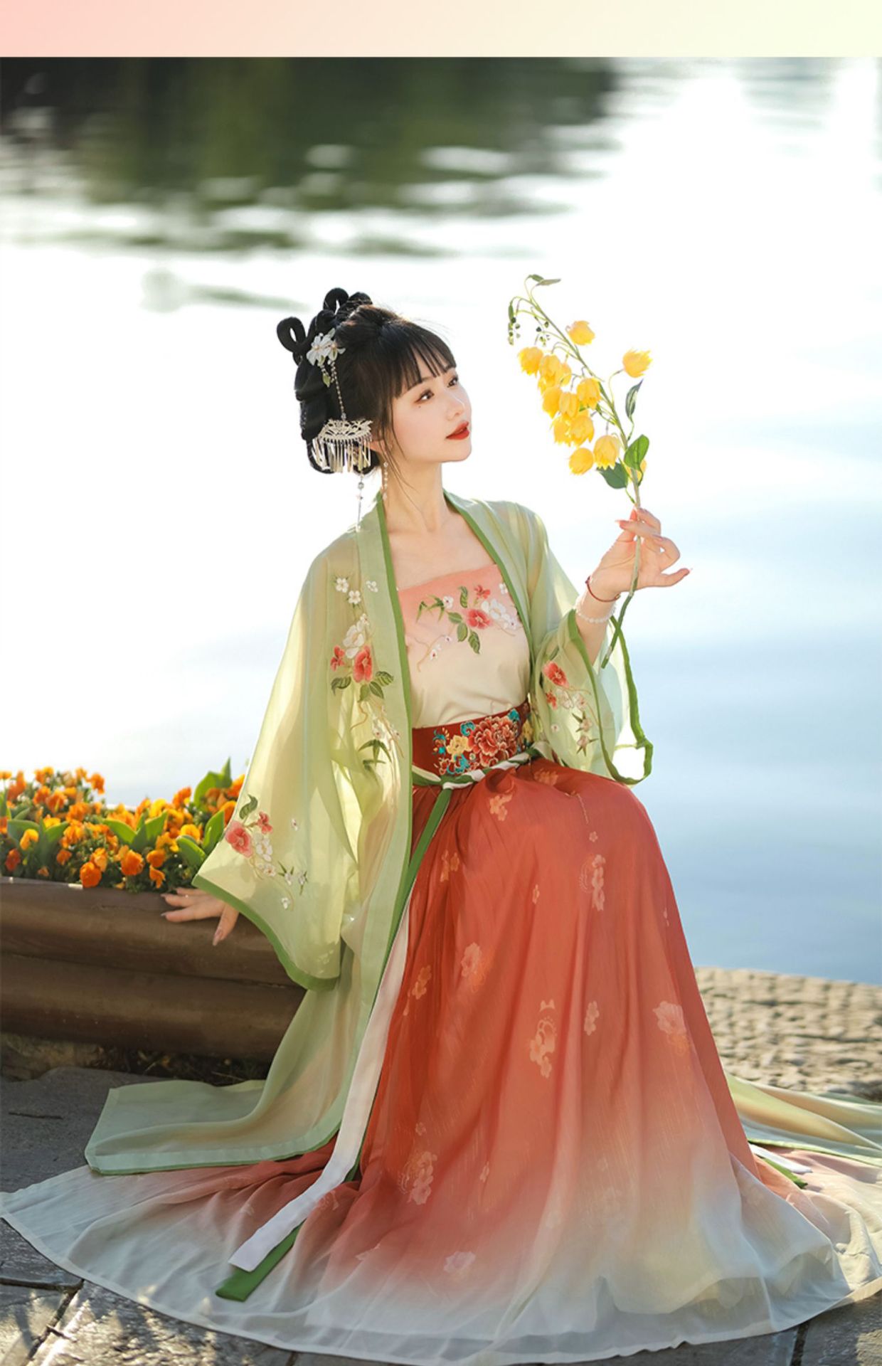 New styles of Chinese-style Song-style hanfu for women in spring and summer, with a long waist and 褙子 super ethereal student costume for daily use pic 15