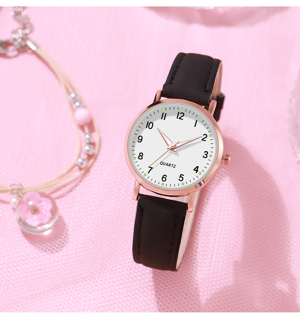 厂货韩版学生女士石英手表礼品配表盘花朵手链数字石英表皮带详情10