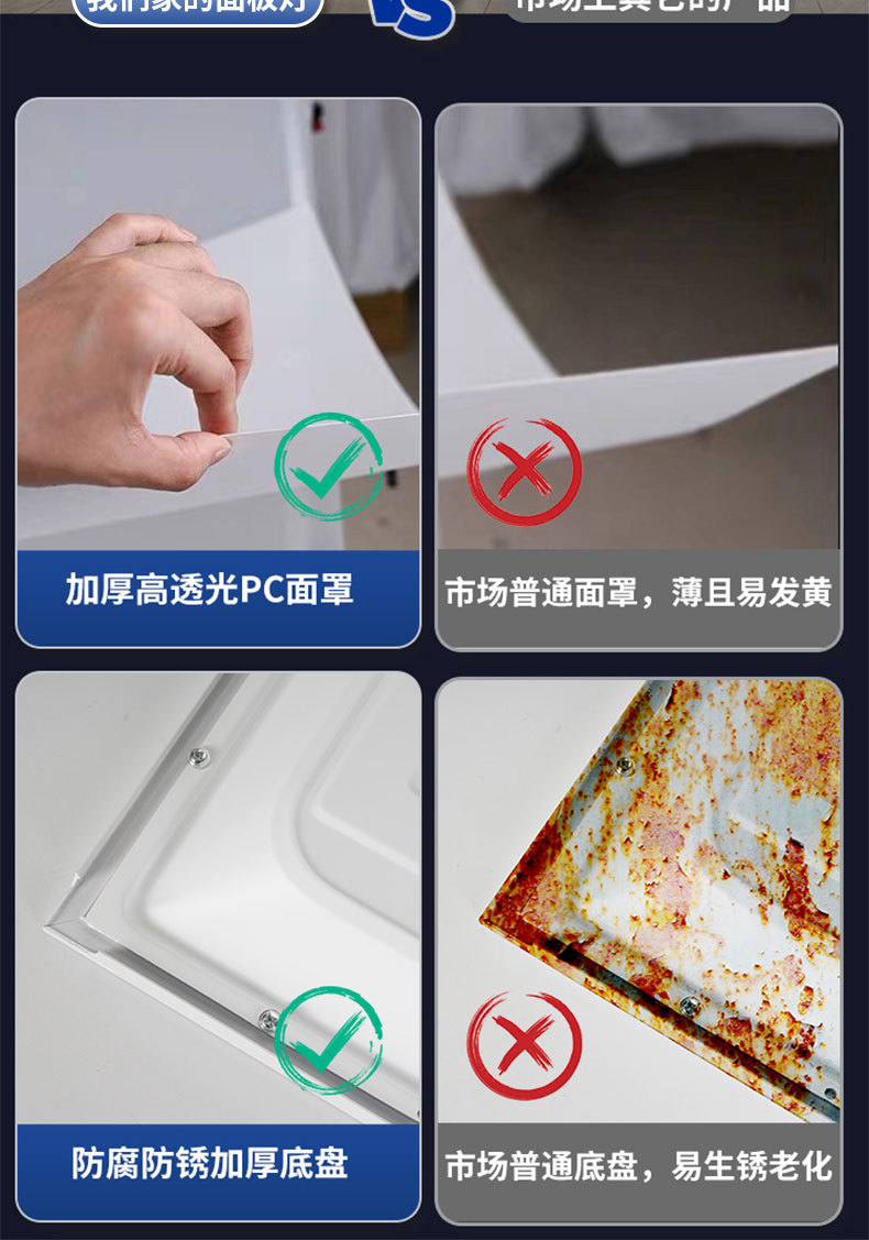 Integrated ceiling light, led embedded 30x30 flat panel light, kitchen, bathroom, bathroom ceiling aluminum panel ceiling light pic 8