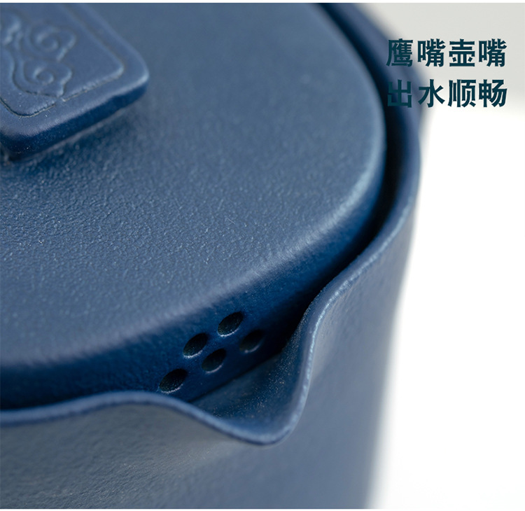 Black pottery travel tea set, household kung Fu tea cup, ceramic teapot, company gift, gift-giving, laser LOGO pic 15