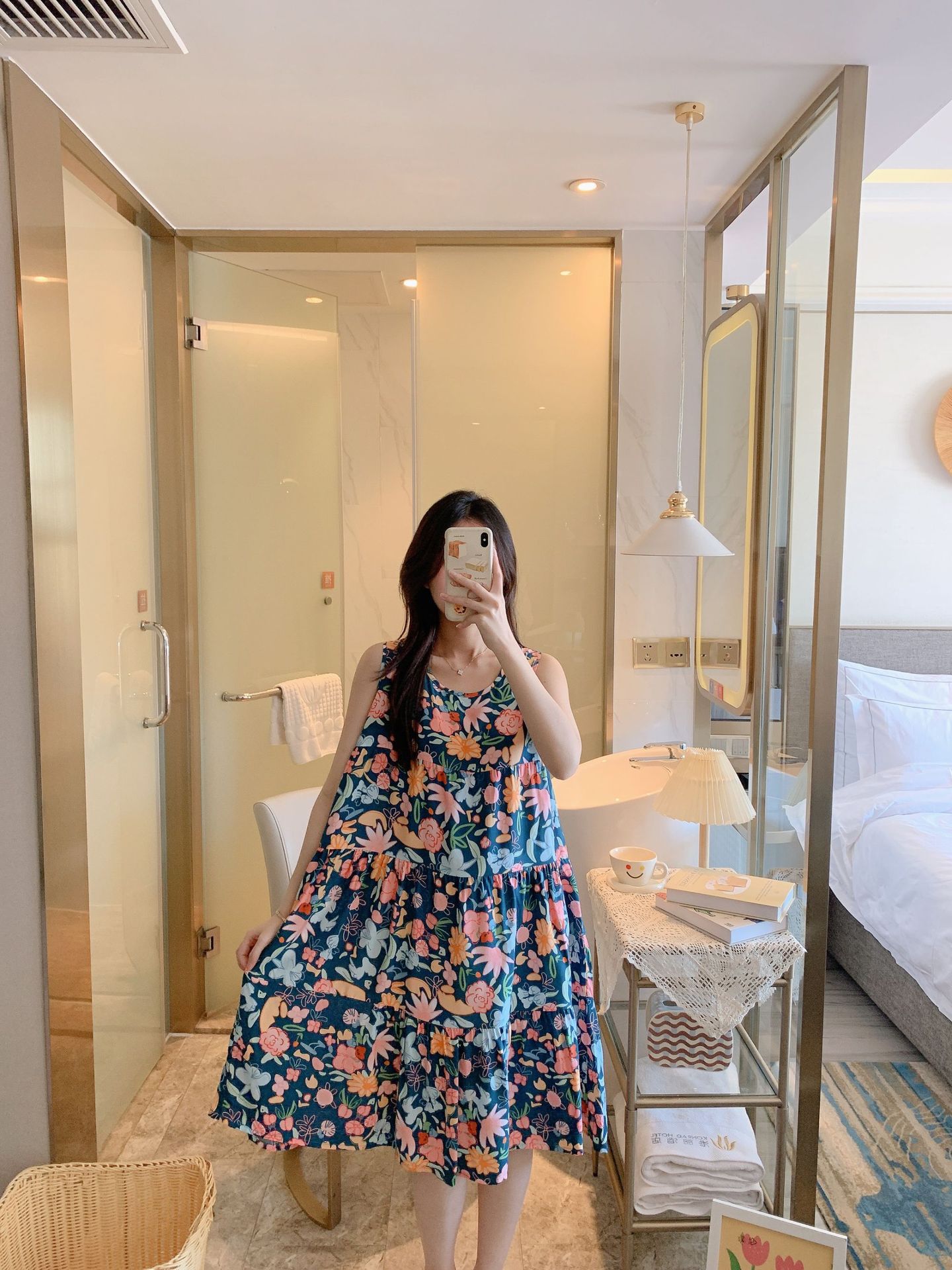 棉绸睡裙女时尚无袖大码印花薄款直播推荐套装可外穿睡衣家居服详情13