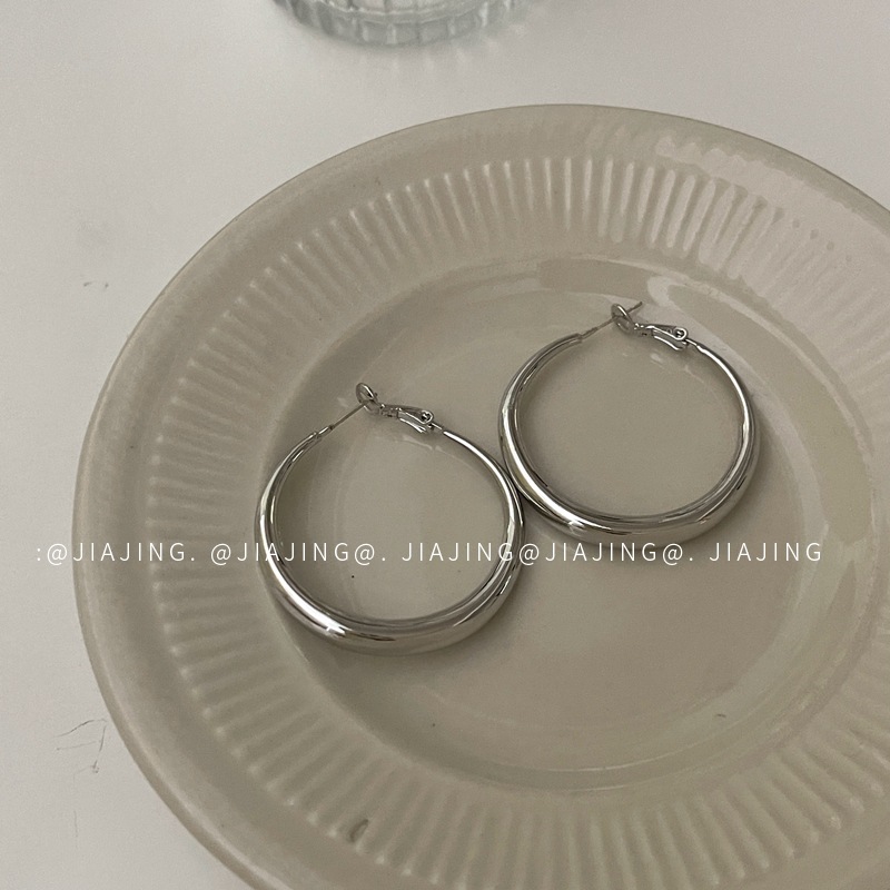 冷淡风素圈耳环复古圆圈耳饰925银针小众高级感气质轻奢风简约女~详情16