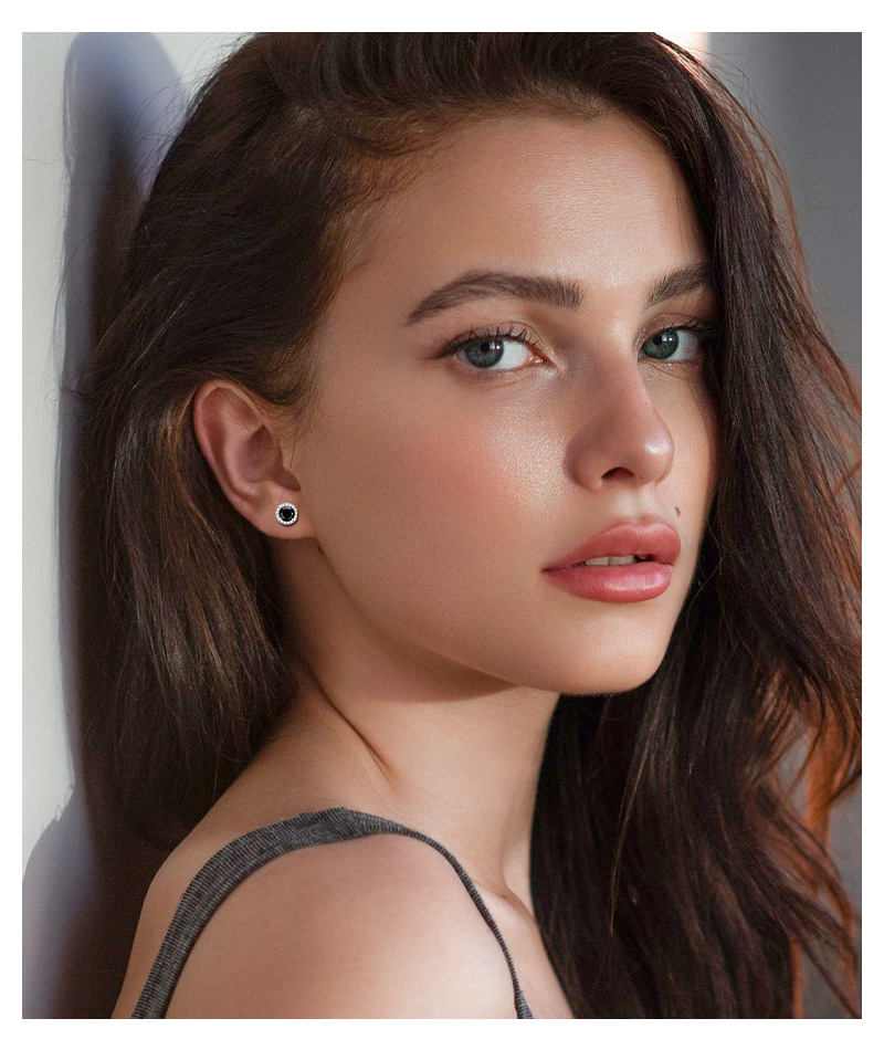 外贸欧美时尚流行黑色莫桑钻石耳钉精致高级感s925纯银耳饰品批发详情22