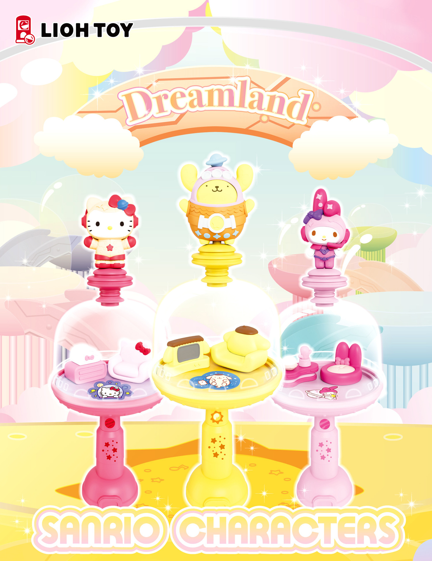 The official Sanrio family Dream Territory series blind box features a cute KT cat-themed decorative nest pic 1