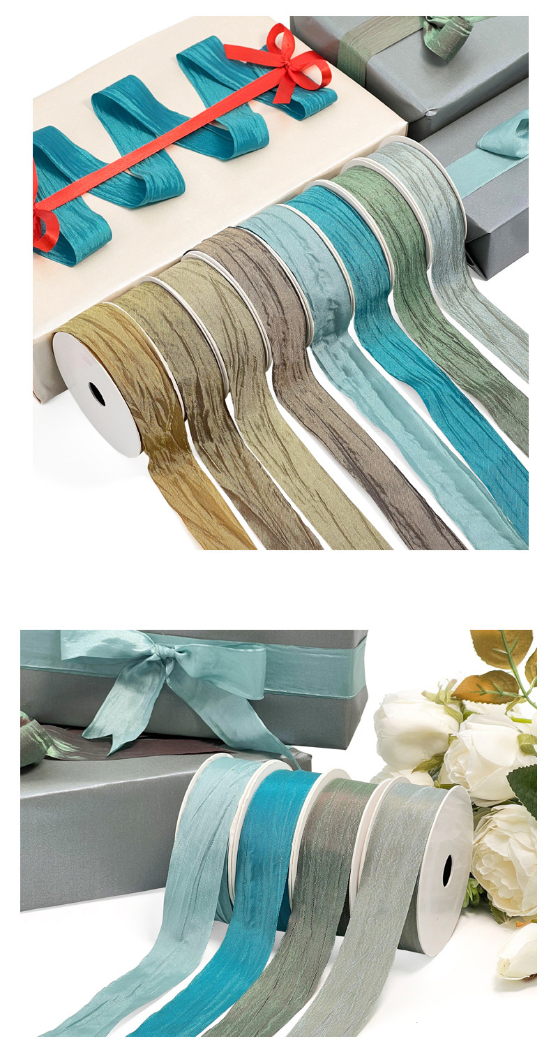 韩国跨境热销褶皱变色涤纶段带定制礼品包装丝带厂家直销扎带绳索包装用品详情8