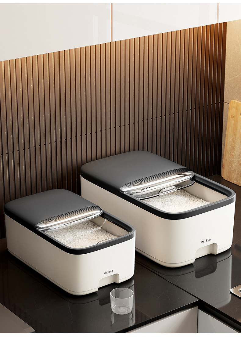 Household rice bucket, insect-proof and moisture-proof, high appearance level sealed rice jar, food-grade flour bucket, storage box for coarse grains, rice and dog food pic 16