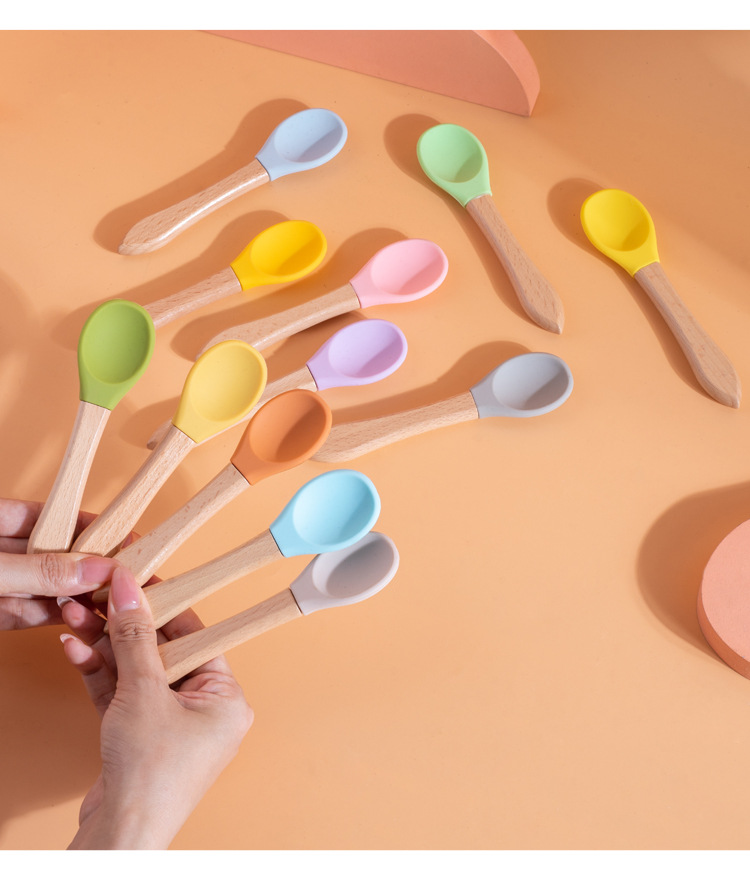 Pet spoon, cat can spoon, wooden handle, silicone, food-grade wet and fresh food feeding spoon for kittens, pet supplies pic 11