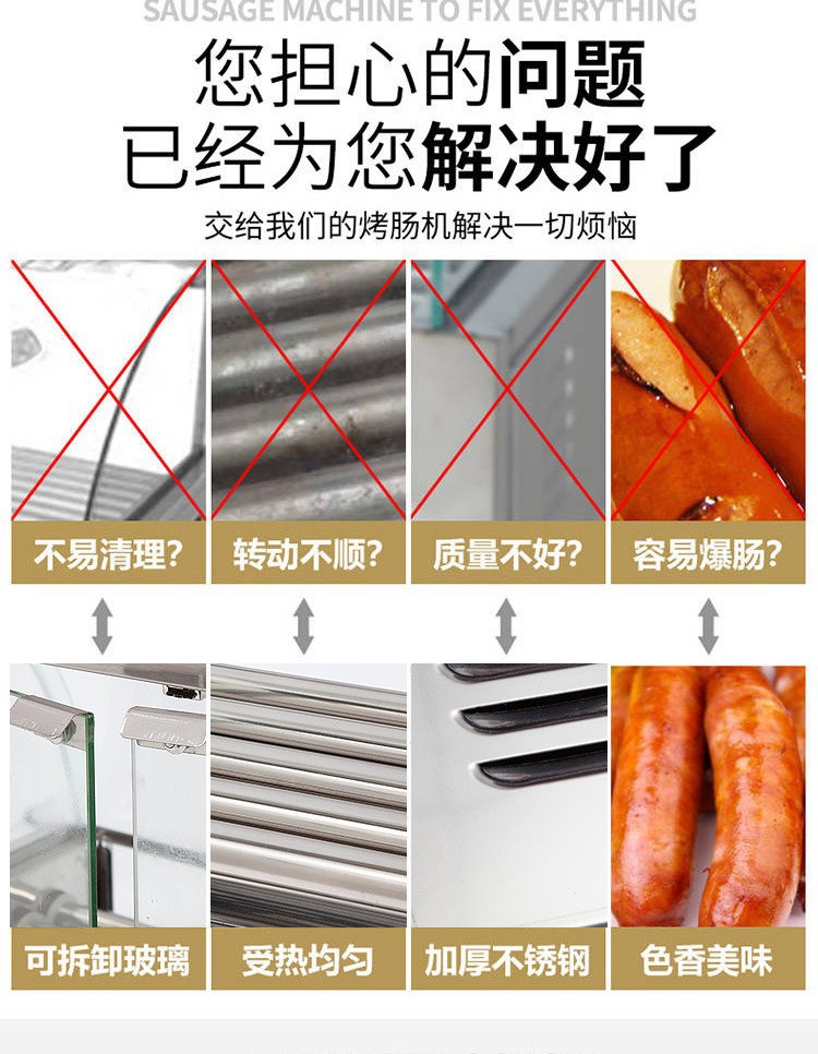 Wholesale of commercial fully automatic constant-temperature sausage roasting machines, small door-equipped convenience stores, and Taiwanese hot dog machines for night market stalls pic 14