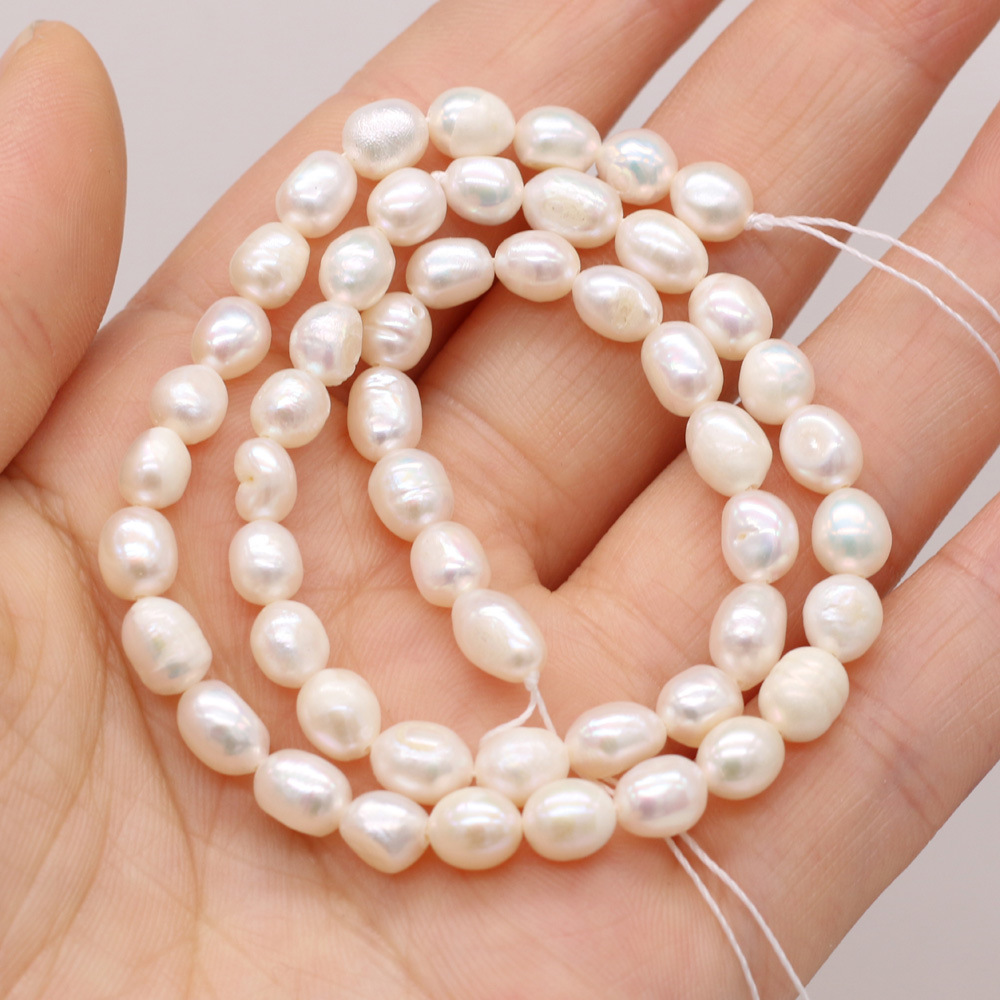 Natural freshwater rice-shaped A pearl white DIY jewelry accessories, handcrafted jewelry necklaces, semi-finished product production and wholesale pic 6