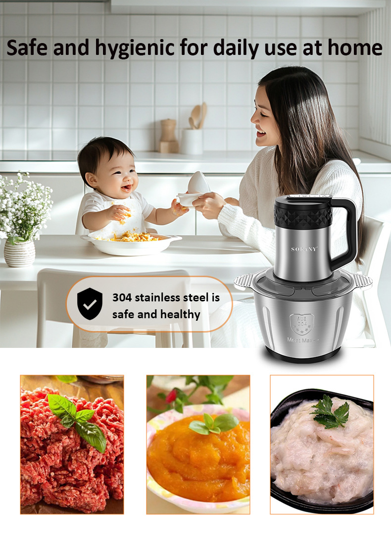 Foreign trade SOKANY06016 stainless steel 3L meat grinder, household electric mixer, vegetable and meat slicer pic 5